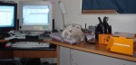 Dori our new kitten sleeping on her pillow on my desk. Jan/2004