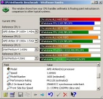 Tbird 1.333@1600mhz
As you can see, this puppy is clocken right next to the new XP 1800+ chip and the Intel 2 ghz.  :) Speed Smeed.. This chip only cost me around $80 bucks also. Not a bad CHEAP Upgrade eh :)