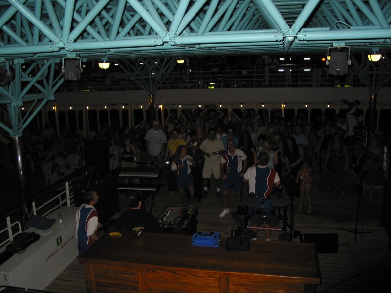 People dancing away, including the old man in the front left row!