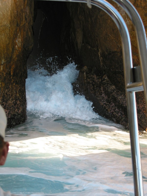 Then the Pacific Ocean sends a burst of water through!