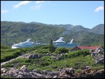 Our ship 'Navigator of the Seas' from the private section of the island.