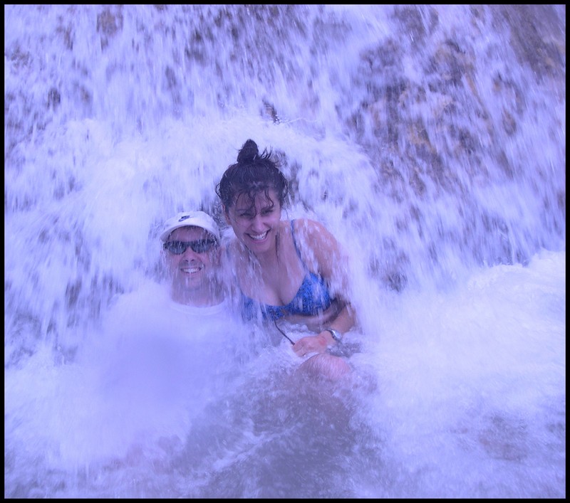 Who Dah? and Mrs. Who Dah? playin in the falls in Jamaica! I was sunburned pretty bad that day, had to wear a shirt, heh!