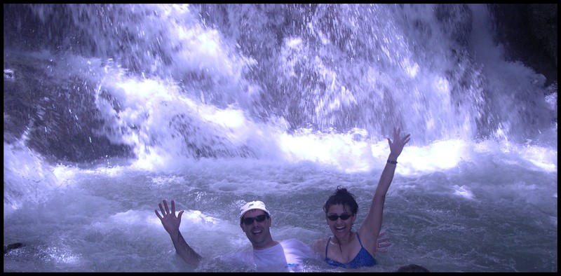 Who Dah? and Mrs. Who Dah? playin in the falls in Jamaica! I was sunburned pretty bad that day, had to wear a shirt, heh!